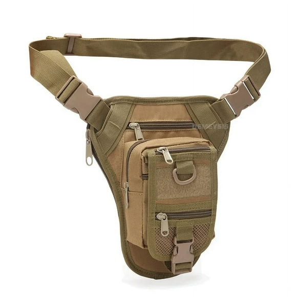 Tactical Bag Combat Shooting Waist Leg Bag Adjustable Hiking Hunting Waist Packs Molle Drop Leg Bags (tan)