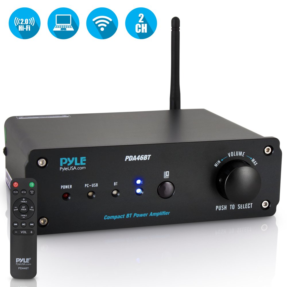 PYLE PDA46BT Compact HiFi Bluetooth Amplifier 2Ch. Pro Audio