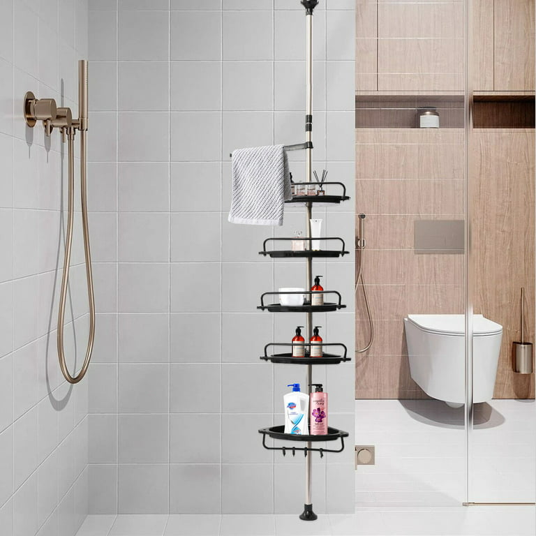 4 Tier Shower Caddy Organizer Shelf Standing, Rustproof, Plastic Floor  Storage Rack for Bathroom, Countertop, Shower pan, Narrow Place, Pink 