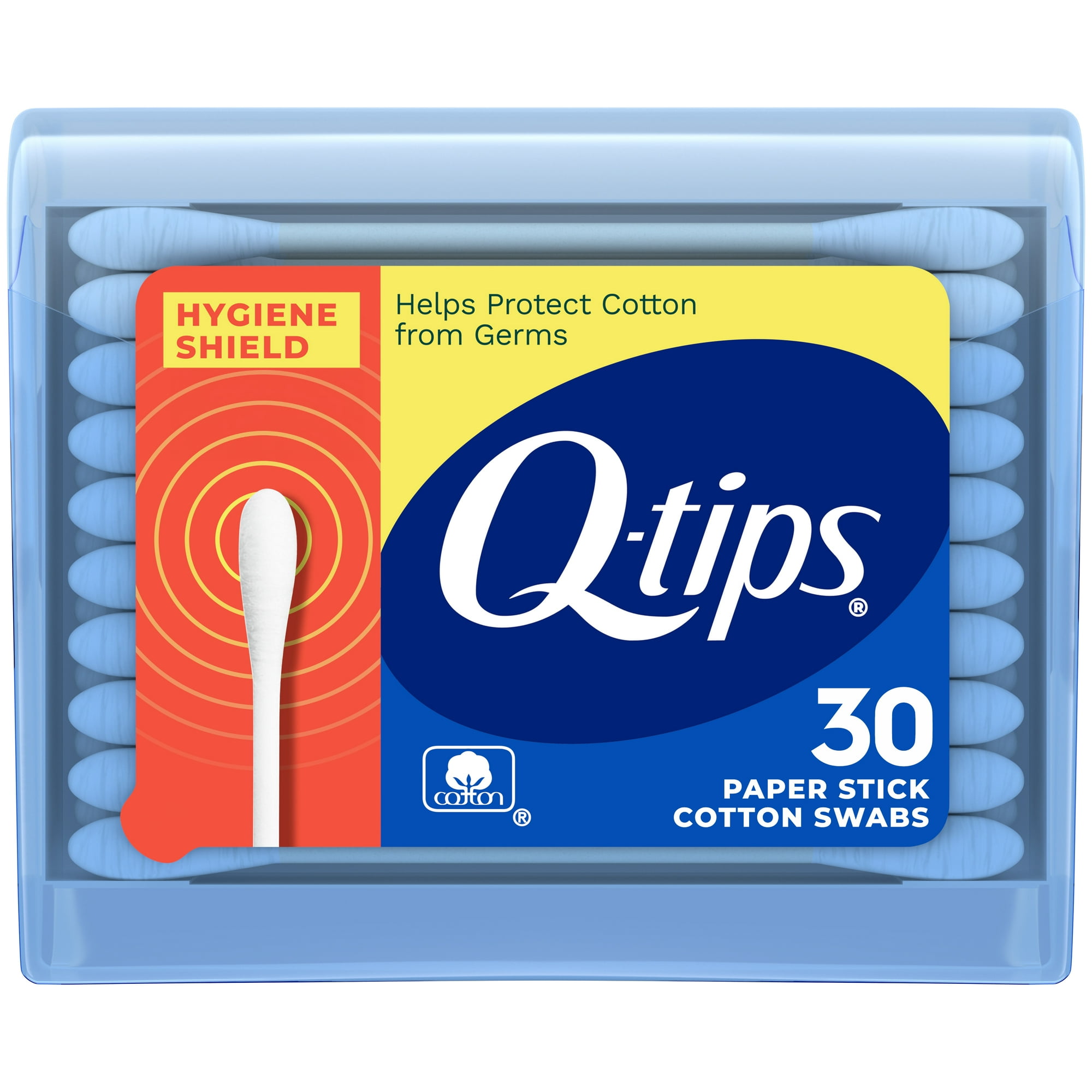 Q-tips Cotton Swabs, Hygiene Shield Travel Size Toiletries for First Aid, Beauty and Baby, 30 Count
