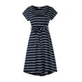 thumbnail image 3 of Gunia Womens Maternity Summer Short Sleeve Striped Print Dress For Breastfeeding With Belt Sleepwear Soft, 3 of 8