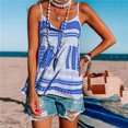 thumbnail image 2 of Top camisola a rayas de playa con estampado de botones informal suelto de verano para mujer a la moda Fridja  qr2672, 2 of 6
