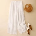 thumbnail image 6 of Women's Spring Summer Embroidered Wide Leg Pants Cotton Linen High Waist, 6 of 6