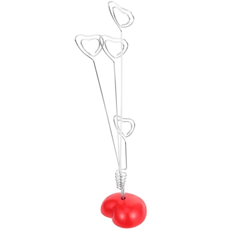 Raindrops Heart Shape Photo Holder Note Memo Clip Tree (Silver+Red)