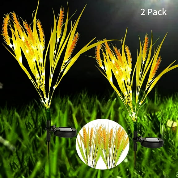 Garden Solar Light Wheat Ear Decor - [2 Pack] Waterproof Solar Powered Stake Light, Outdoor Landscape Path Light for Garden, Lawn, Patio Decor