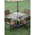 thumbnail image 3 of Outdoor Tablecloth with Umbrella Hole and Zipper, Grey Christmas Square Table Cloth 60x60 Inch Waterproof Tablecloth, Snowman Snowflake Xmas Tree Birds Branch Picnic Table Cover for Patio Camping, 3 of 7