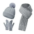 thumbnail image 3 of Winter Warm Knit Scarf Gloves Hat Set, Thickened Fleece Lined Three-Piece Accessories for Cold Weather,Thermal Protection Set for Outdoor Activities, Unisex Winter Kit for Men and Women and Daily Use, 3 of 5