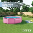 thumbnail image 3 of INTEX 10ft x 30in Round Frame Above Ground Swimming Pool, Outdoor Backyard Pool, Pink, 3 of 7