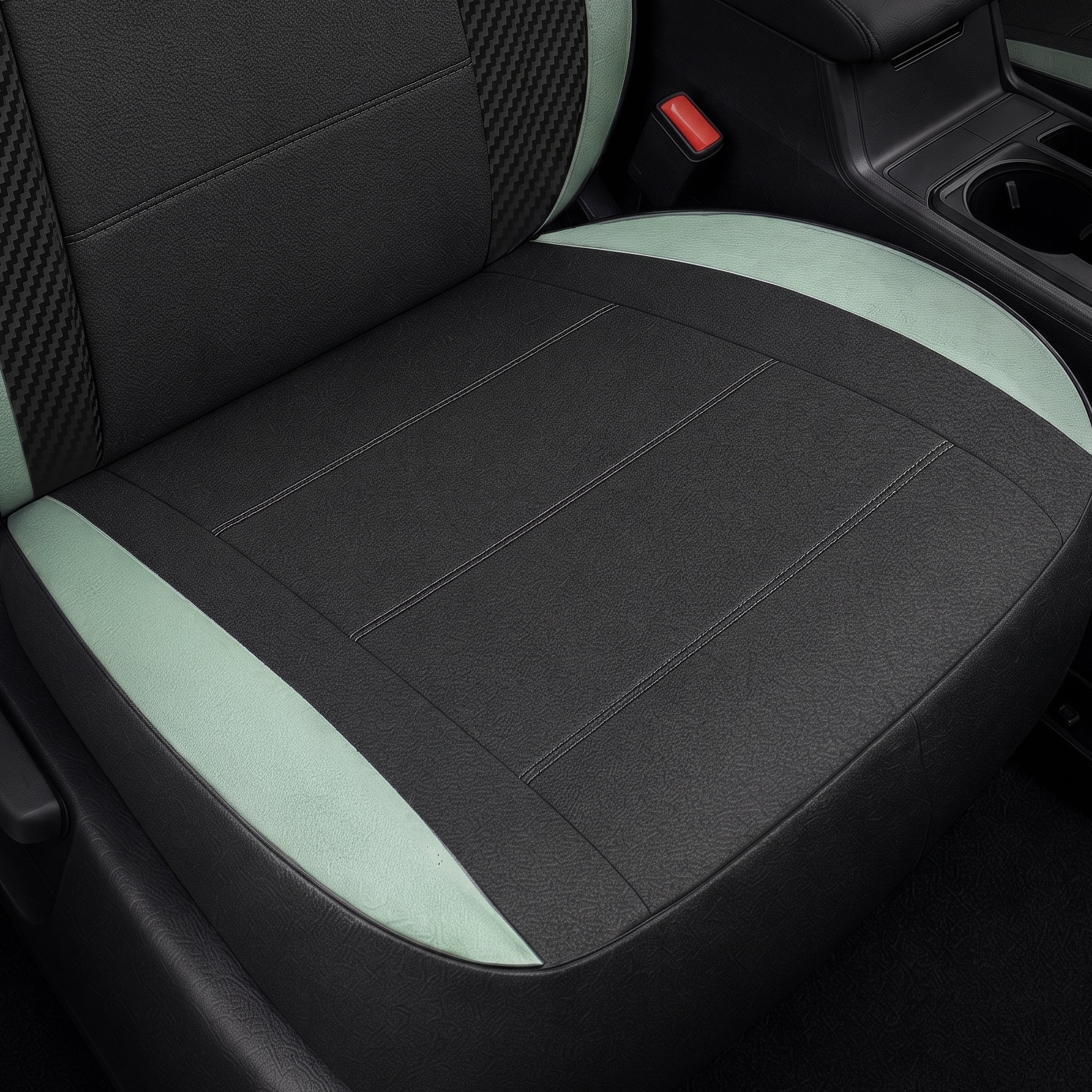 Auto Drive Seat Covers 2 Pack, Sport Front Seat Faux Leather Fits Cars SUV CUV, Black Green