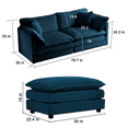 thumbnail image 2 of 76.7" Sectional Sofa Couch, Modern Upholstered Loveseat Sofa with Ottoman & Pillows, 2 Seater L-Shaped Sectional Couch Deep Seat Chenille Fabric Sofa for Living Room Apartment Small Space, Blue, 2 of 6