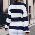 thumbnail image 4 of Aloohaidyvio Lightweight Sweaters for Women 2024 Fall Winter Women's Knitted Sweater Top Patchwork Color Pullover V-Neck Lantern Sleeve Sweater, 4 of 6