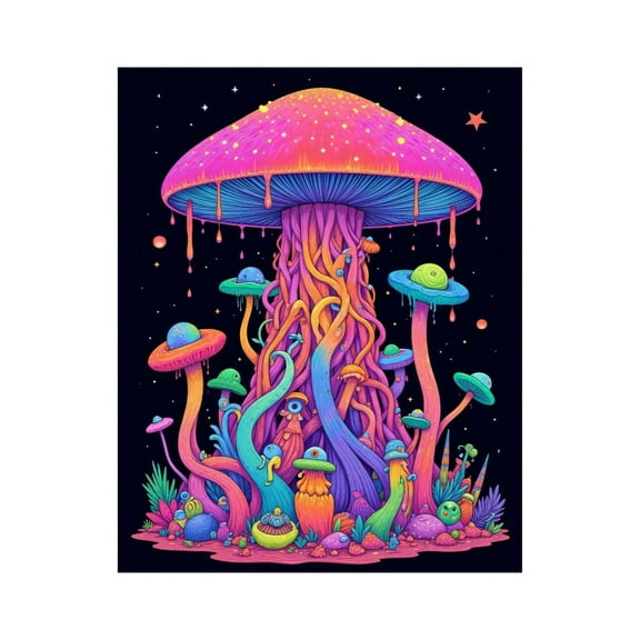 Paint by Numbers Kit for Adults, Colorful Fantasy Mushroom Forest Paint by Numbers, Easy Paint by Numbers Kit for Adults Beginner, DIY Adult Paint by Number Kits on Canvas, 12x16in Home Decor