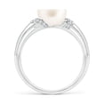 thumbnail image 2 of ANGARA Freshwater Cultured Pearl Ring with Pave-Set Diamonds in 14K White Gold for Women | June Birthstone, Birthday, Anniversary, Jewelry Gift for Women | Pearl Ring, 2 of 9