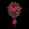 thumbnail image 2 of EHJRE Wedding Bridal Large Red Crystal Rhinestone Teardrop Brooch Pin Broach Charm, 2 of 9