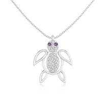Natural Amethyst Turtle Shape Pendant Necklaces for Women in Sterling Silver, February Birthstone Jewelry Gifts for Her Birthday, Wedding Anniversary, Mothers Day, Christmas, Graduation, Valentines