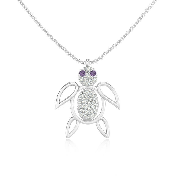 Natural Amethyst Turtle Shape Pendant Necklaces for Women in Sterling Silver, February Birthstone Jewelry Gifts for Her Birthday, Wedding Anniversary, Mothers Day, Christmas, Graduation, Valentines