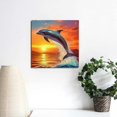 QFMY Dolphin Wall Art Blue Ocean Jumping Dolphins Animal Bathroom Decor