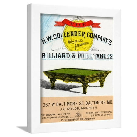 The H.W. Collender Company's World Renown Billiard and Pool Tables Framed Print Wall (The Best Pool Tables In The World)