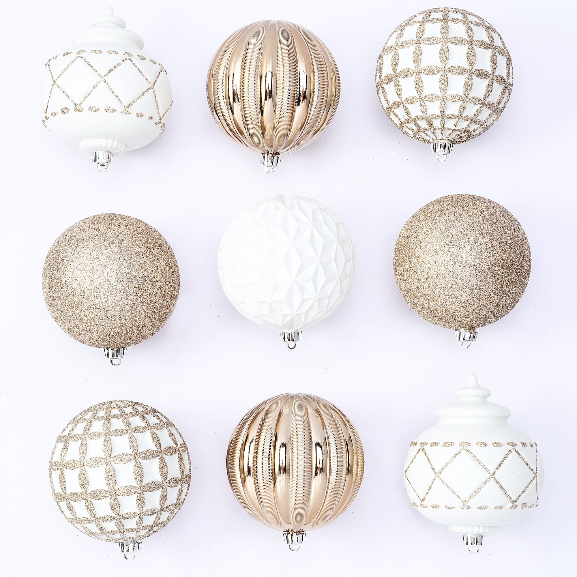Holiday Time 100 mm Shatterproof Christmas Ornaments, Champagne Gold ...