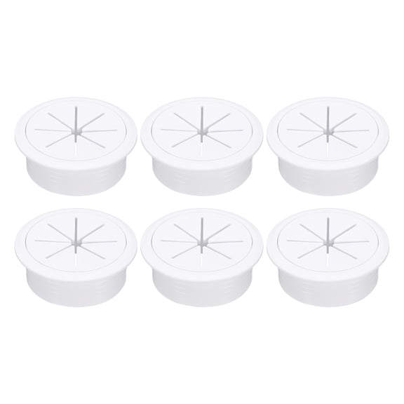 6 Pack Desk Grommet, 2.09 Inch 53mm Desk Cable Hole Cover, White