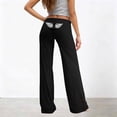 thumbnail image 2 of Bibifish Womens Pants Black White Wing Print High Waist Soft Wide-Leg Fit Panst Casual Daily Outings Weekend Elegant Stylish Trousers, 2 of 5