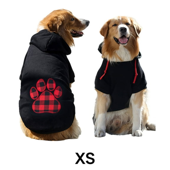 TELOLY Dog Clothes,Warm and Comfortable Dog Jacket,Comfortable Fit Practical Pocket Dog Sweatshirt,Black Red,Xs