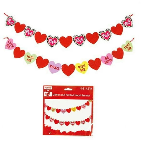 Valentine Glitter and Printed Heart Banner Case Pack 72