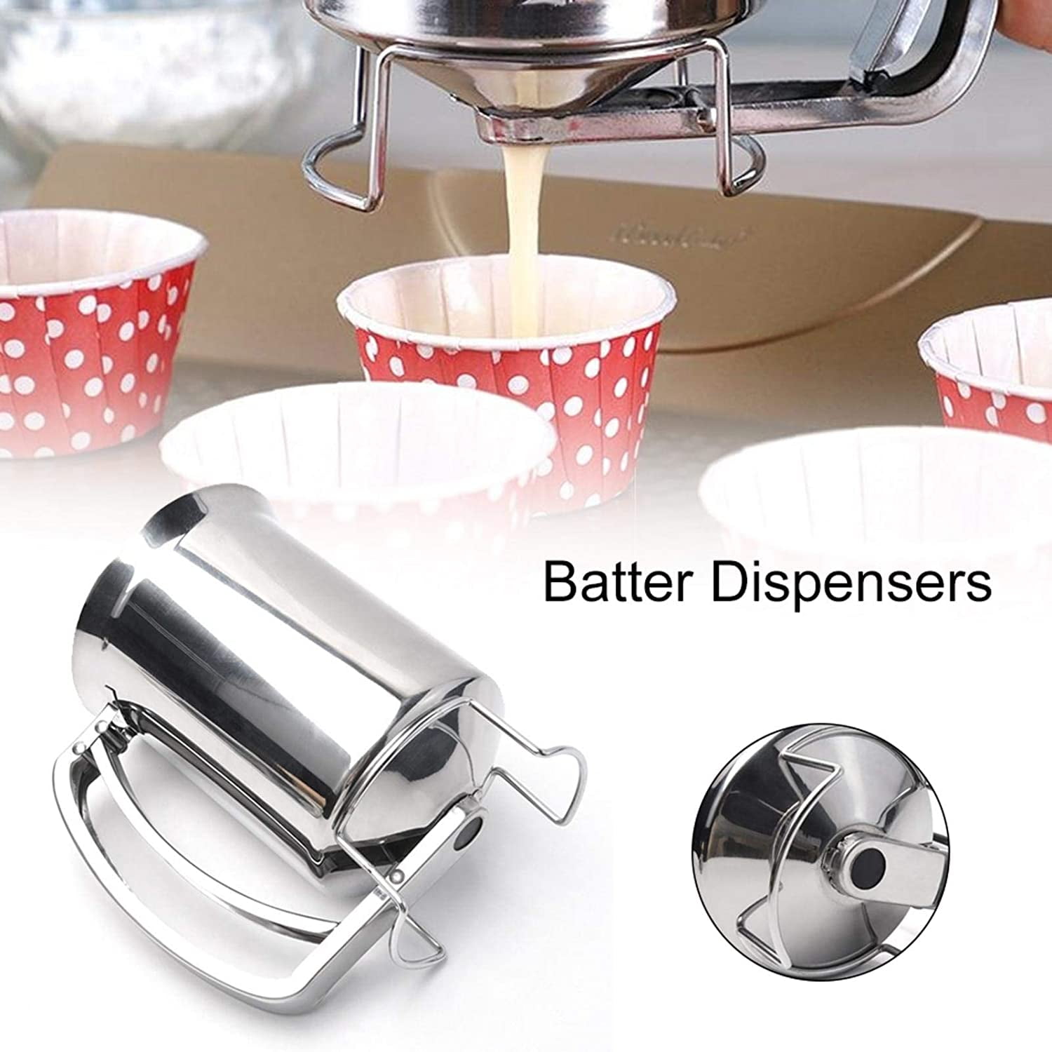 Distributeur De Pâte à Crêpes 900 Ml – Verseur Avec Valve, Large Ouverture, Facile à Nettoyer, Outil De Cuisine Pratique