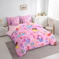 thumbnail image 3 of Homewish Kawaii Mermaid Princess Twin Bedding Sets 7-Piece, Kawaii Seahorse Coral Bedding Comforter Set, Pink Cartoon Ocean Reversible Sheet Sets, Lightweight Room Decor, 3 of 7