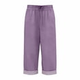 thumbnail image 4 of Girls High Waist Like Striped Culottes Casual Summer Pants with and Pockets Comfortable Straight Leg Cropped Wide Leg Trousers for Kids Cropped Leggings Girls 11-12 Years, 4 of 4