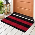 thumbnail image 3 of Unique Bargains Cotton Woven Checkered Area Rugs Floor Rug Carpet Mat Red & Black 28"x18", 3 of 8