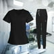 thumbnail image 4 of Conjunto de uniformes s para mujer, duradera lavable a máquina con escote en v para enfermera Negro jinwen Blusa y pantalones médicos, 4 of 8
