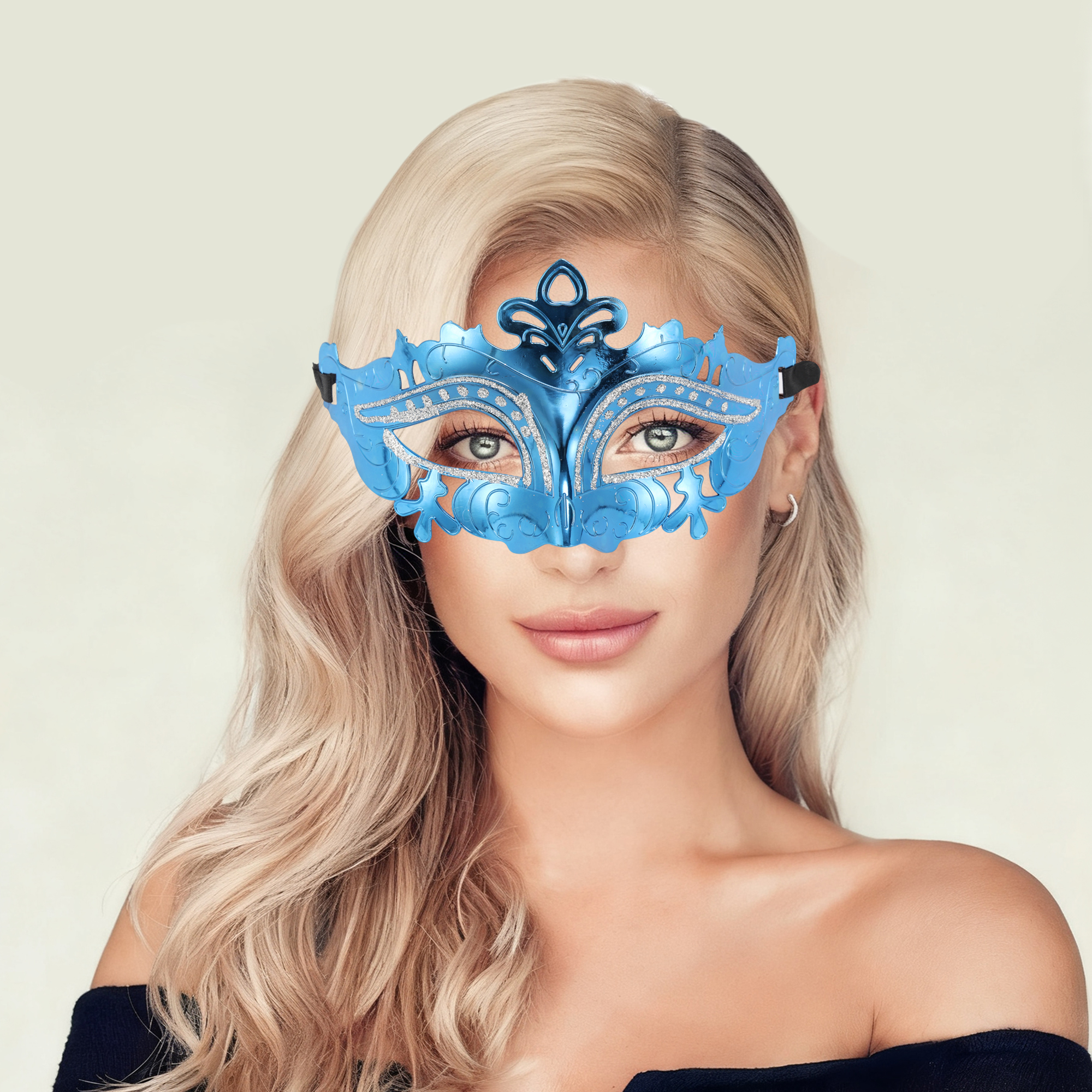 Unique Bargains 1 Pack Electroplated Half-face Party Mask for Masquerade Blue