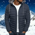 thumbnail image 2 of Xcmzpl Mens Lightweight Packable Puffer Jacket Winter Insulated Puffy Coat Hooded Warm Quilted Jackets with Pocket for Ourdoor Travel, 2 of 7