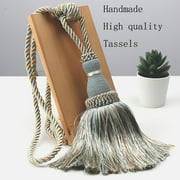 BEL AVENIR 2 Pack Curtain Tieback Tassel Drapery Rope Handmade Holdbacks Home Decorative Blue