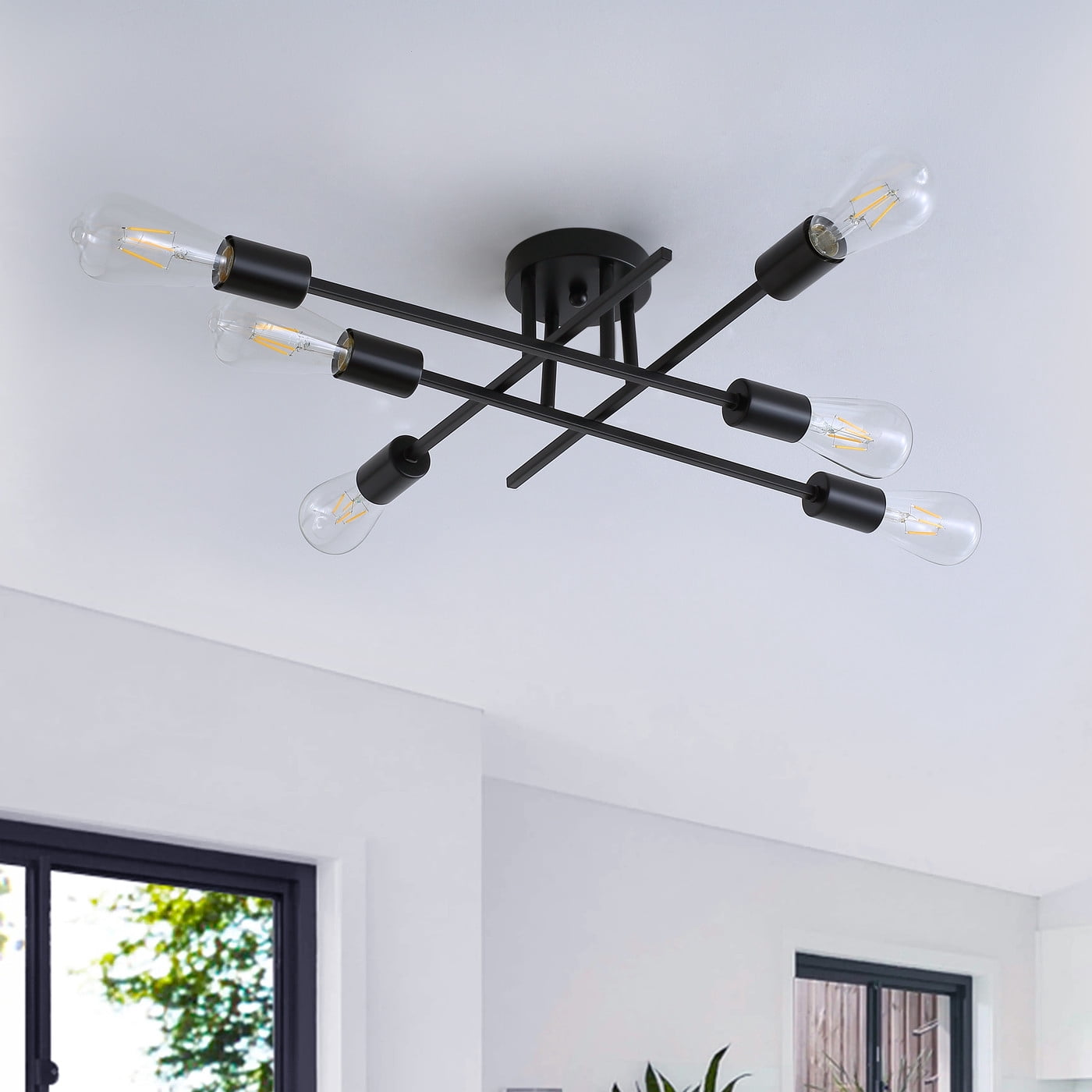 Aiwen Retro Metal Sputnik Semi Flush Mount Ceiling Lamp Modern Light Fixture