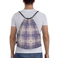 thumbnail image 2 of Easygdp Purple Floral Gingham Check Plaid Drawstring Backpack, Beach Sackpack, Travel Sackpack Lightweight for Sports, Gym, Travel, Swimming - Small, 2 of 9