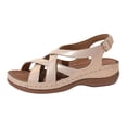 thumbnail image 3 of Women's Wide Width Crossover Strap Wedge Sandals, Comfortable Open Toe Adjustable Ankle Strap Roman Shoes for Spring & Summer, Multi-Color, 3 of 10