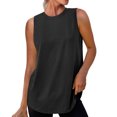 thumbnail image 2 of Women's Summer Sleeveless Round Neck Tank Top Blouse Cami Solid Color Loose Fit Casual Top for Athletic Running Tennis Yoga Comfortable Daily Wear Fashion Essential | CSEONE,Black L, 2 of 8