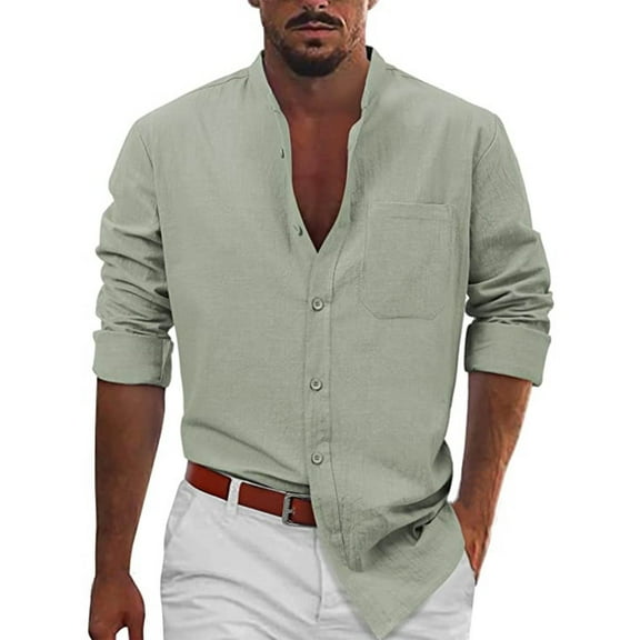 PEASKJP Mens Shirts Regular Fit Long Sleeve Casual Dress Shirt for Men (Green,XXL)