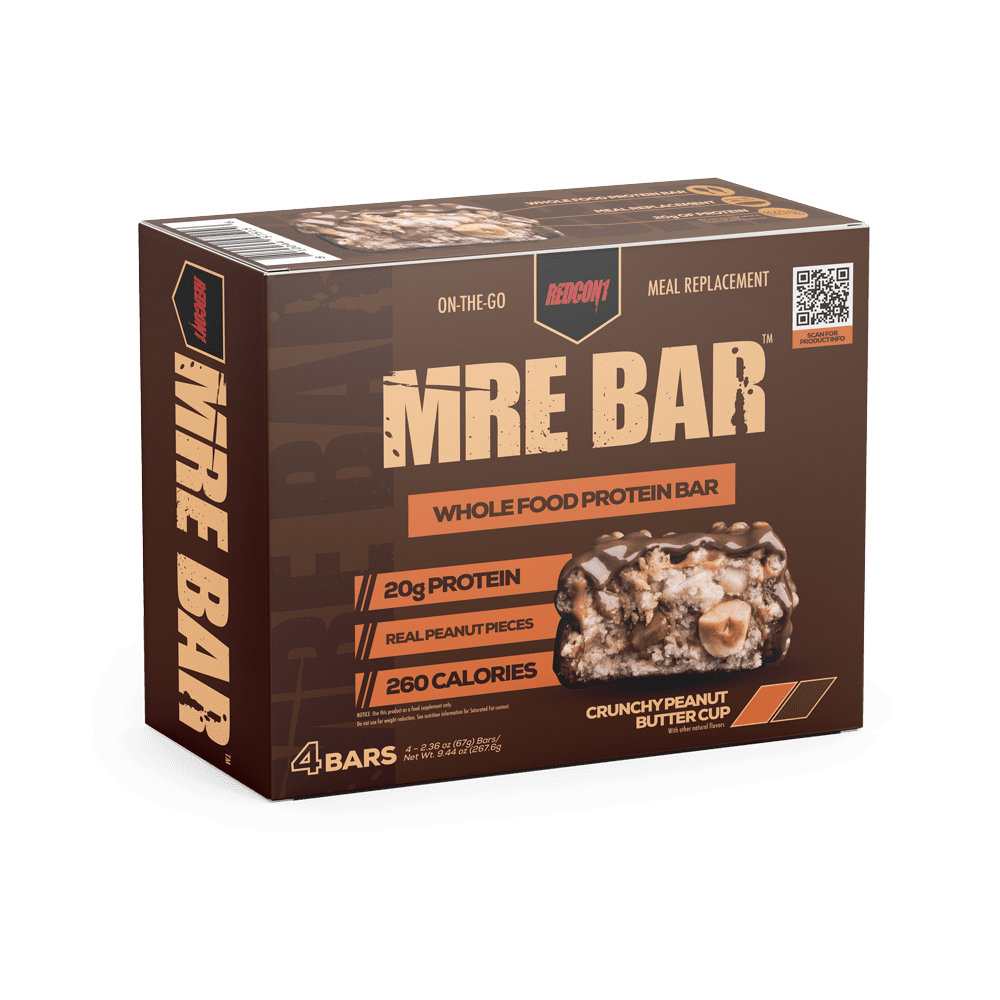 Redcon1 MRE Bar, Crunchy Peanut Butter, 20g Protein, 2.36 Oz, 4 Bars