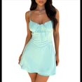 thumbnail image 3 of Vestido Mini de Tirantes Finos para Mujer, de Verano, Sin Mangas, Corte Entallado, para Fiesta, Corte A. Azul M, 3 of 10