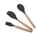 thumbnail image 4 of relayinert Kitchenware Wooden Handle Silicone Shovel Spoon Colander Brush Spatula Tool Spaghetti spoon 1Set, 4 of 6