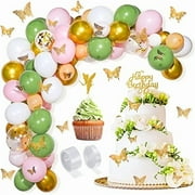 WEEKS 154 Pcs Fairy Birthday Party Decoration Butterfly Balloon Garland Arch Kit Confetti Latex Balloons Glitter Fairy Cake Topper for Birthday Baby Shower Party Decoration