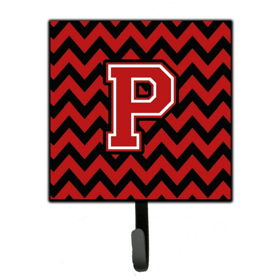 Letter P Chevron Black and Red   Leash or Key Holder