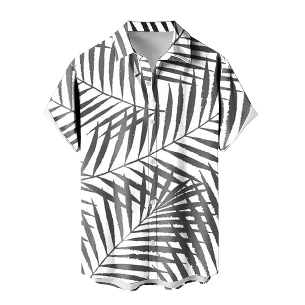 ZHAOCHENG Camisa hawaiana de manga corta para hombre, de verano, con bolsillo frontal, estampado hawaiano, informal, de algodón, estilo funky, de lino para playa, camiseta Y2K para hombre.