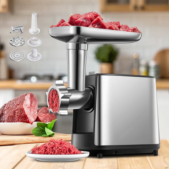 Heavy Duty Electric Meat Grinder & Sausage Stuffer, Meat Mincer with Kubbe Kit, 2 Stainless Steel Grinder Plates, Home Kitchen Grinder for Ground Meat, Sausage, Kibbeh