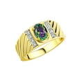 thumbnail image 4 of Rylos Yellow Gold Plated Silver Classic 8X6MM Oval Alexandrite & Sparkling Diamond Ring - Birthstone Jewelry for Men -Size 12, 4 of 8