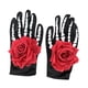 thumbnail image 4 of Guantes de Halloween, decoraciones de Halloween con decoración de flores de rosa, accesorios de cosplay, guantes negros con huesos de esqueleto estamp, 4 of 8