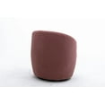thumbnail image 6 of Swivel Barrel Chair, Modern Teddy Fabric Upholstered Accent Chair Armchair Lounge Chair with Metal Base, Comfy Single Sofa Chair with 360 Degree Swiveling for Living Room/Bedroom, Dark Red, 6 of 7